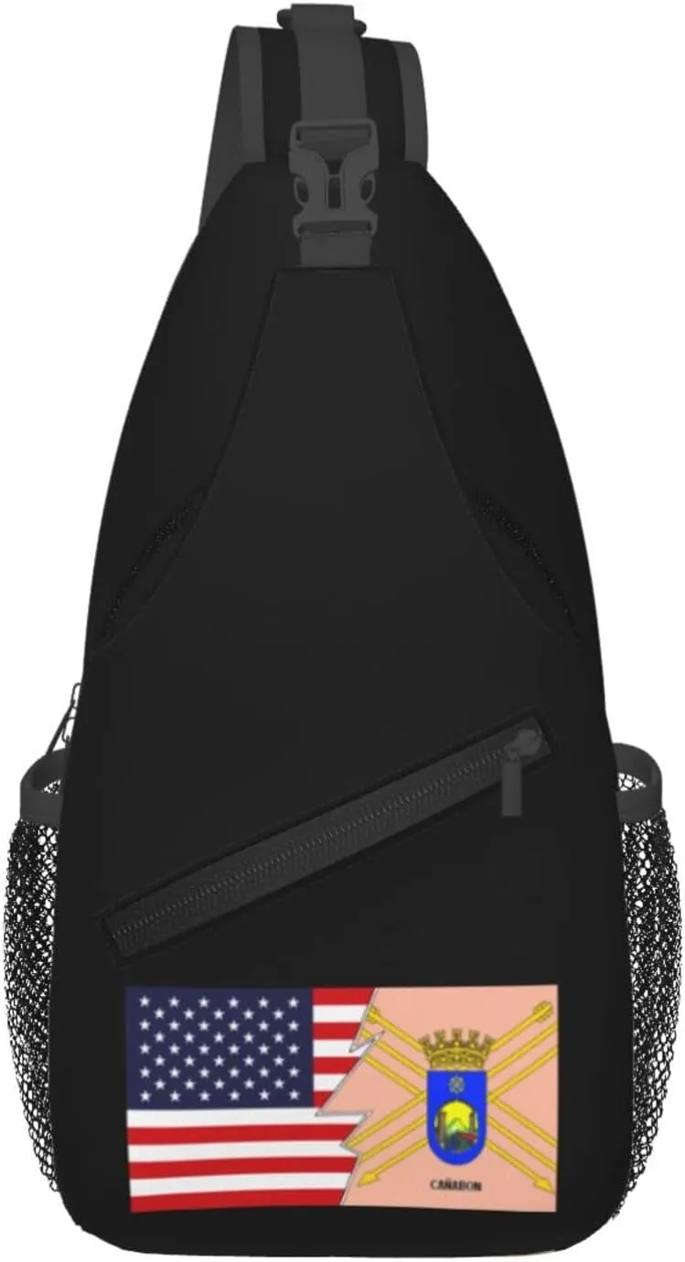 Flag Of Canabon (Caguas, Puerto Rico) And America Crossbody Bags For Women Men Chest Backpack Gym Shoulder Bag Travel Outdoor Sports Casual Crossbody Bags