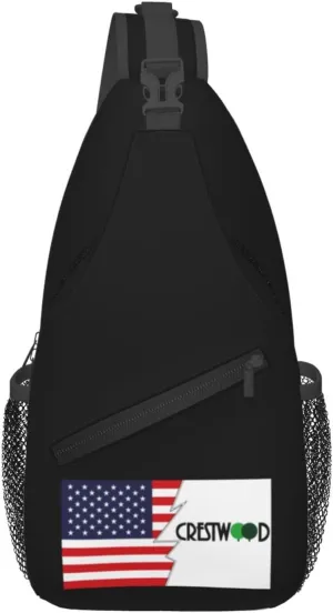 Flag Of Crestwood, Missouri And America Crossbody Bags For Women Men Chest Backpack Gym Shoulder Bag Travel Outdoor Sports Casual Crossbody Bags