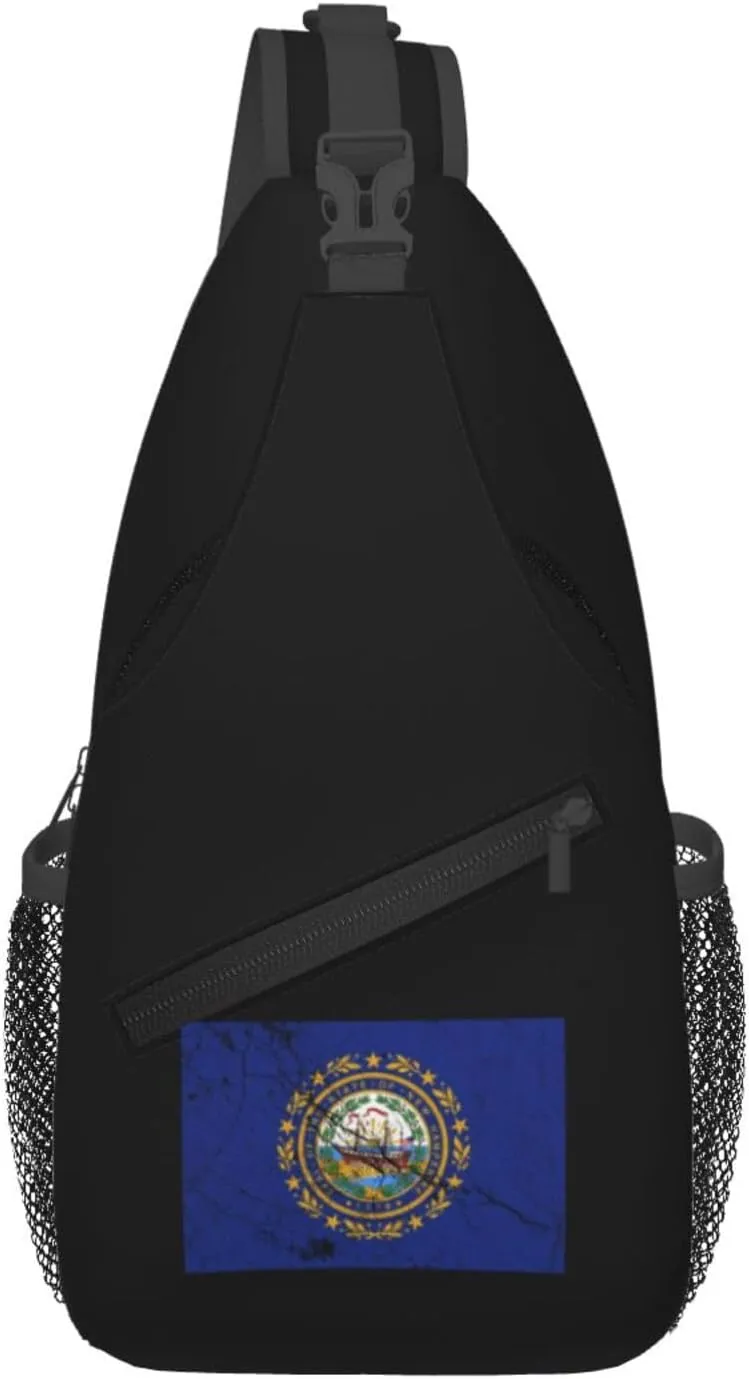 Flag Of New Hampshire Texture Effect Crossbody Bags For Women Men Chest Backpack Gym Shoulder Bag Travel Outdoor Sports Casual Crossbody Bags