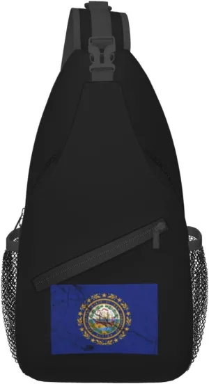 Flag Of New Hampshire Texture Effect Crossbody Bags For Women Men Chest Backpack Gym Shoulder Bag Travel Outdoor Sports Casual Crossbody Bags