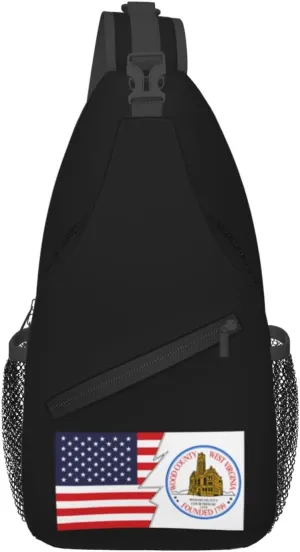 Flag Of Wood County, West Virginia And America Crossbody Bags For Women Men Chest Backpack Gym Shoulder Bag Travel Outdoor Sports Casual Crossbody Bags