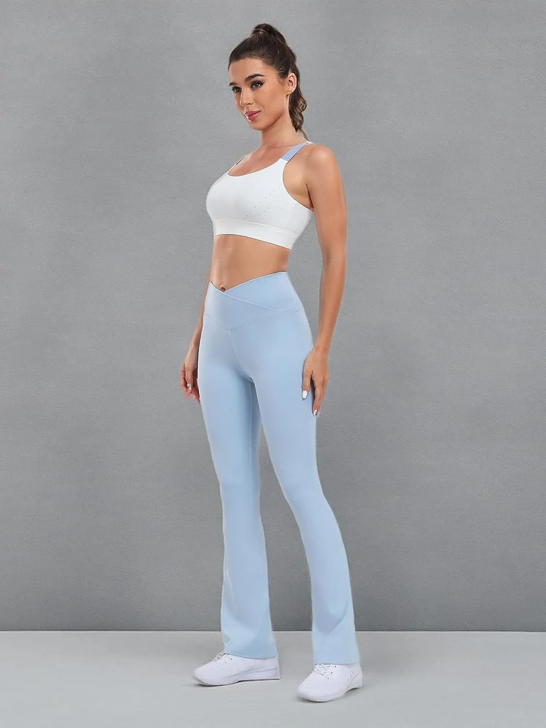 Flare Leggings for Women - High Waisted Crossover Flared Leggings, Bell Bottom Flare Yoga Pants Workout Leggings