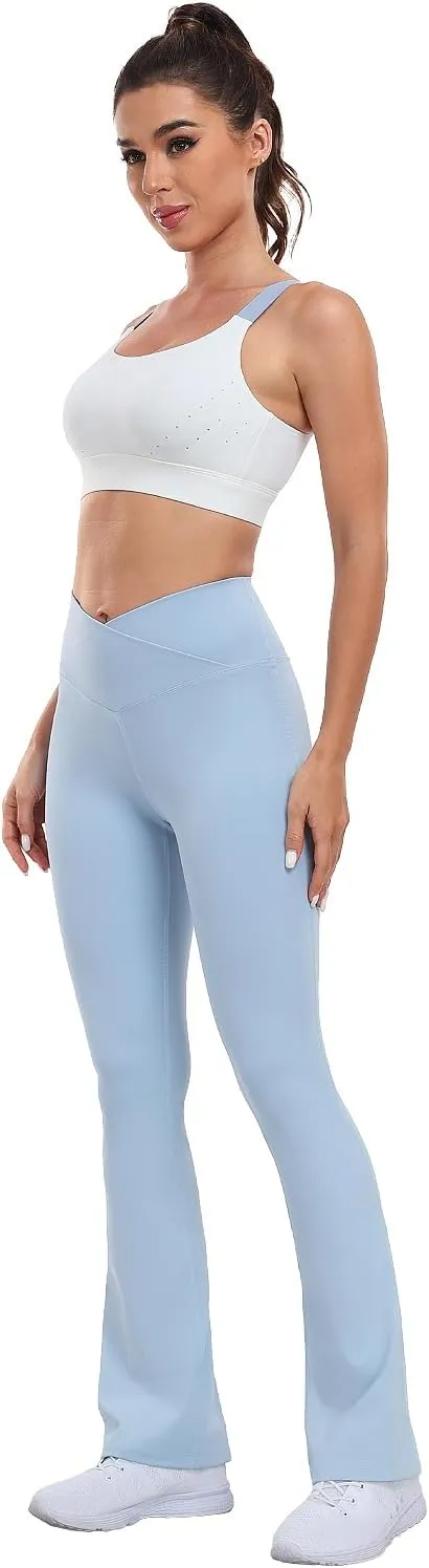 Flare Leggings for Women - High Waisted Crossover Flared Leggings, Bell Bottom Flare Yoga Pants Workout Leggings