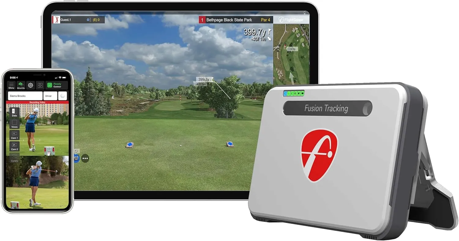 FlightScope Mevo  Golf Simulator with Spectre 8W Solar Panel and Signature Series Kit
