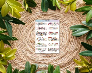 Floral Monthly Headers White Stickers