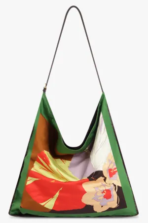 Floral Print Large Hobo Bag With Belt Strap | Brown/Red