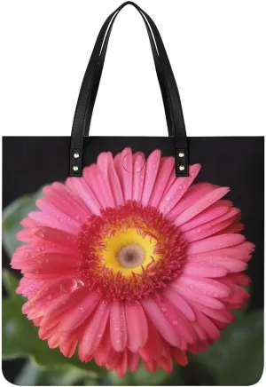 Flower Gerbera Tote Bag Durable Water-Resistant Handbags Lightweight Tote for Travel Work Book