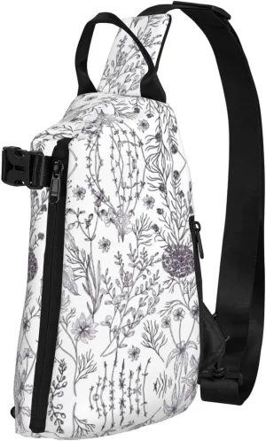 Flowering Herbs And Herbaceous Plants Print Trend Casual Crossbody Chest Bag Multipurpose Cross Body Shoulder Bag