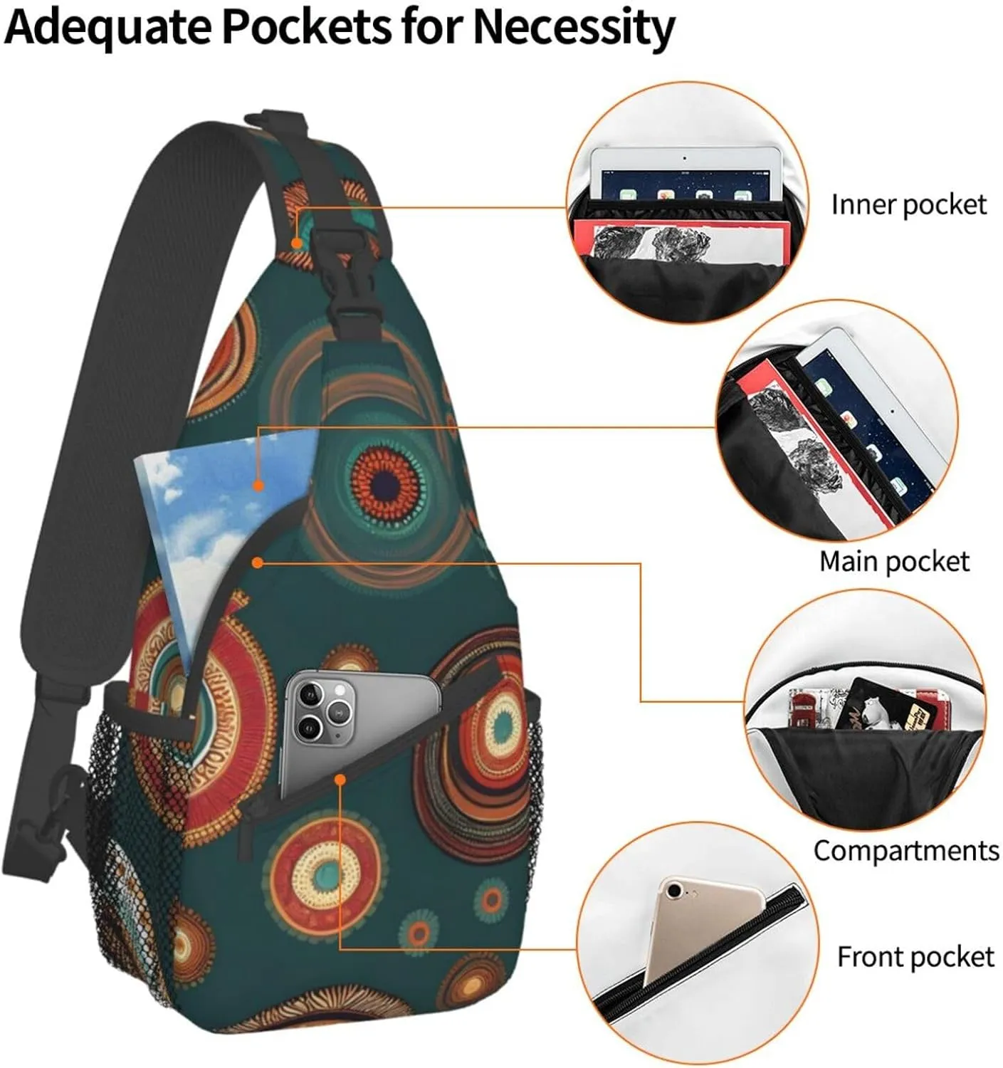 Flowers Skull Ornamental Pattern Unisex Daypack Chest Pack â€“ Lightweight & Stylish Hiking Rucksack, Versatile Messenger Bag