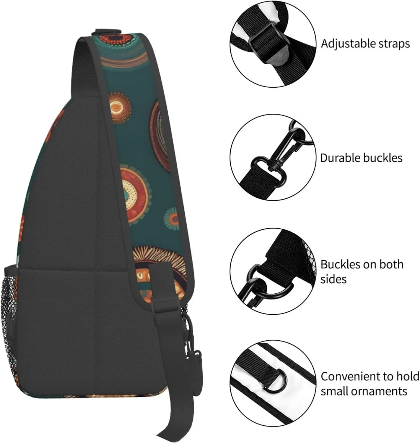 Flowers Skull Ornamental Pattern Unisex Daypack Chest Pack â€“ Lightweight & Stylish Hiking Rucksack, Versatile Messenger Bag