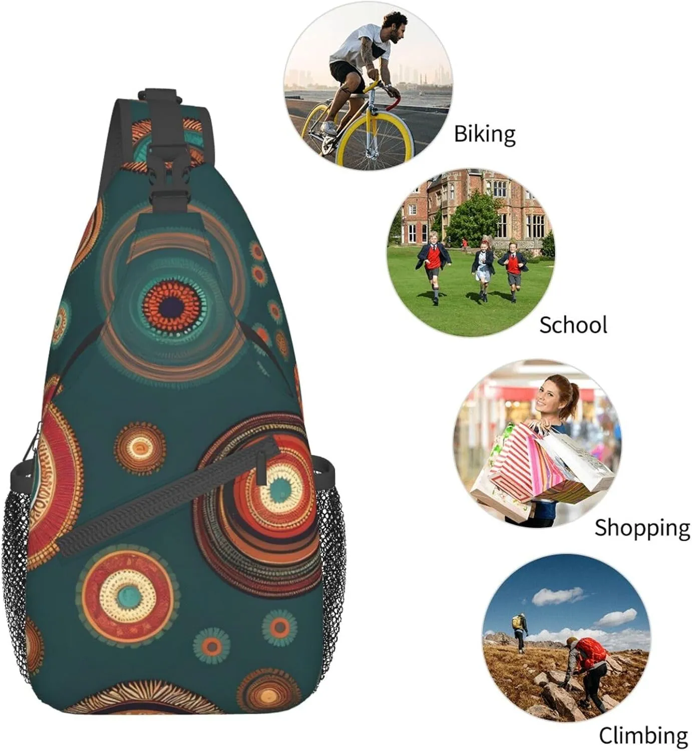 Flowers Skull Ornamental Pattern Unisex Daypack Chest Pack â€“ Lightweight & Stylish Hiking Rucksack, Versatile Messenger Bag
