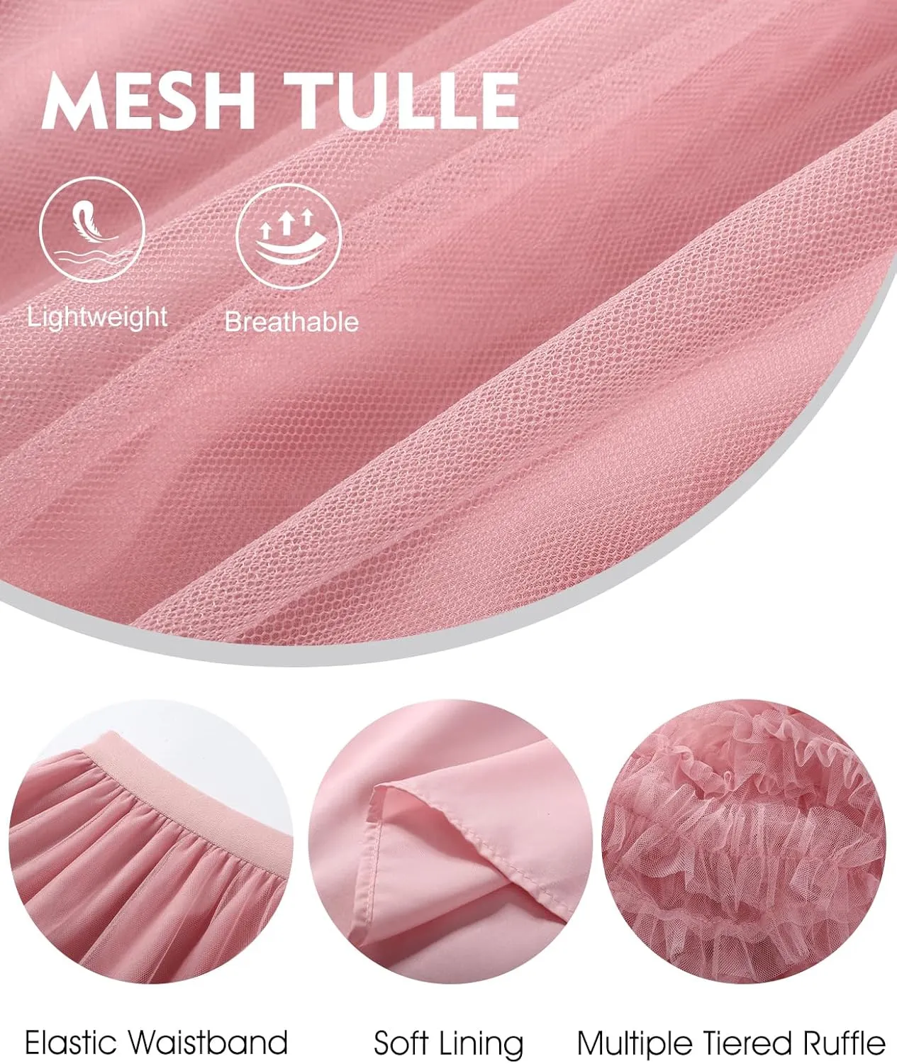 Flygo Women's Maxi Tulle Skirt Long Tiered A Line Mesh Tutu Fairy High Elastic Waist Pleated Layered Skirts