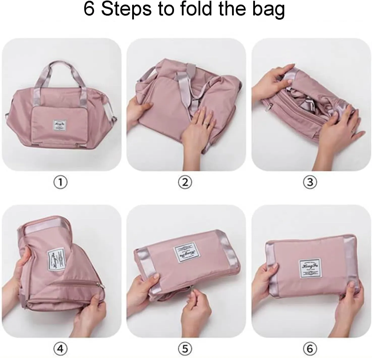 Foldable Travel Duffle Bag for Women Collapsible Cute Large Capacity Folding Waterproof Shoulder Bag Gym Yoga Fitness Workout Lightweight Foldable Dry & Wet Separation Tote Luggage Bags (Pink)