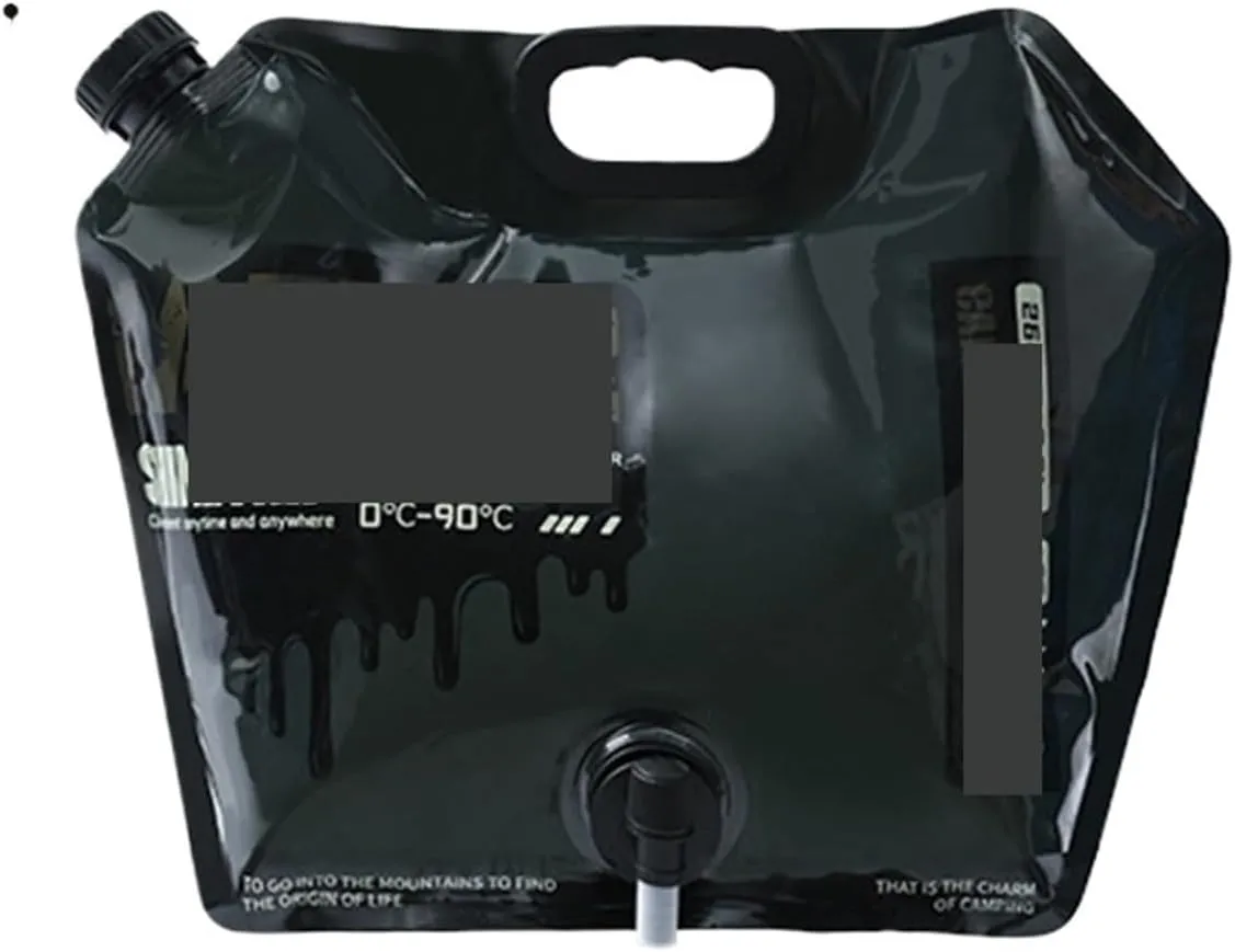 Folding Portable Bucket 8/10/12L Camping Container Folding Bucket No Leakage Large-Capacity Bag Collapsible Pouch with Faucet Outdoor (Color : Black-8L)