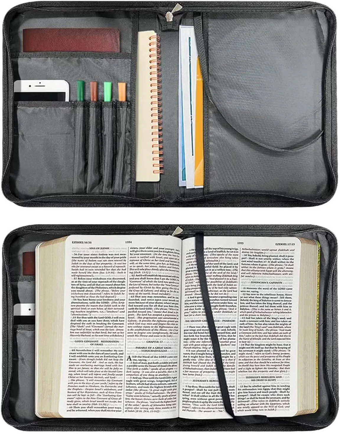 FOR U DESIGNS Christian Bible Bags for Men Women with Handle, Bible Carrying Case with Bookmark, Classic Bible Protective Church Bags Size 2XL