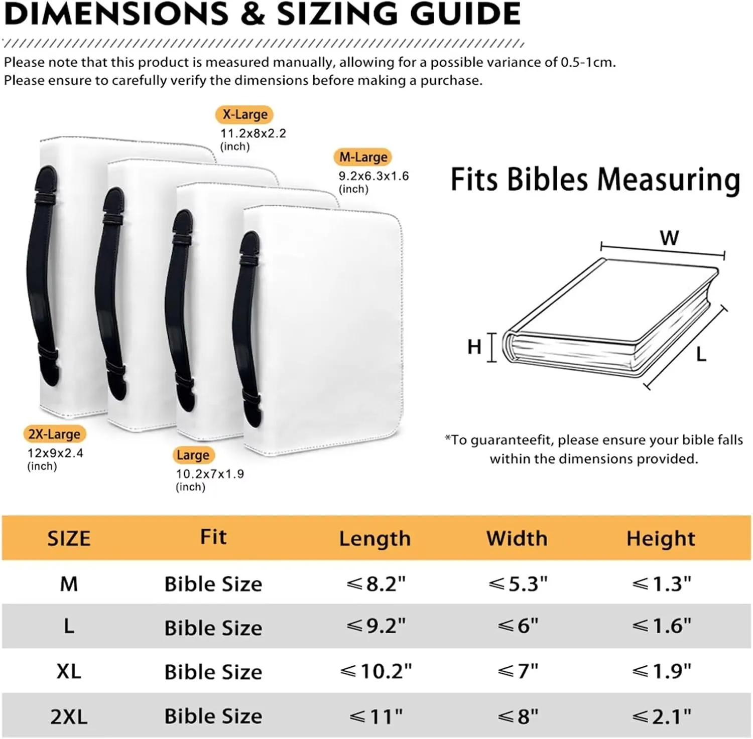 FOR U DESIGNS Christian Bible Bags for Men Women with Handle, Bible Carrying Case with Bookmark, Classic Bible Protective Church Bags Size 2XL