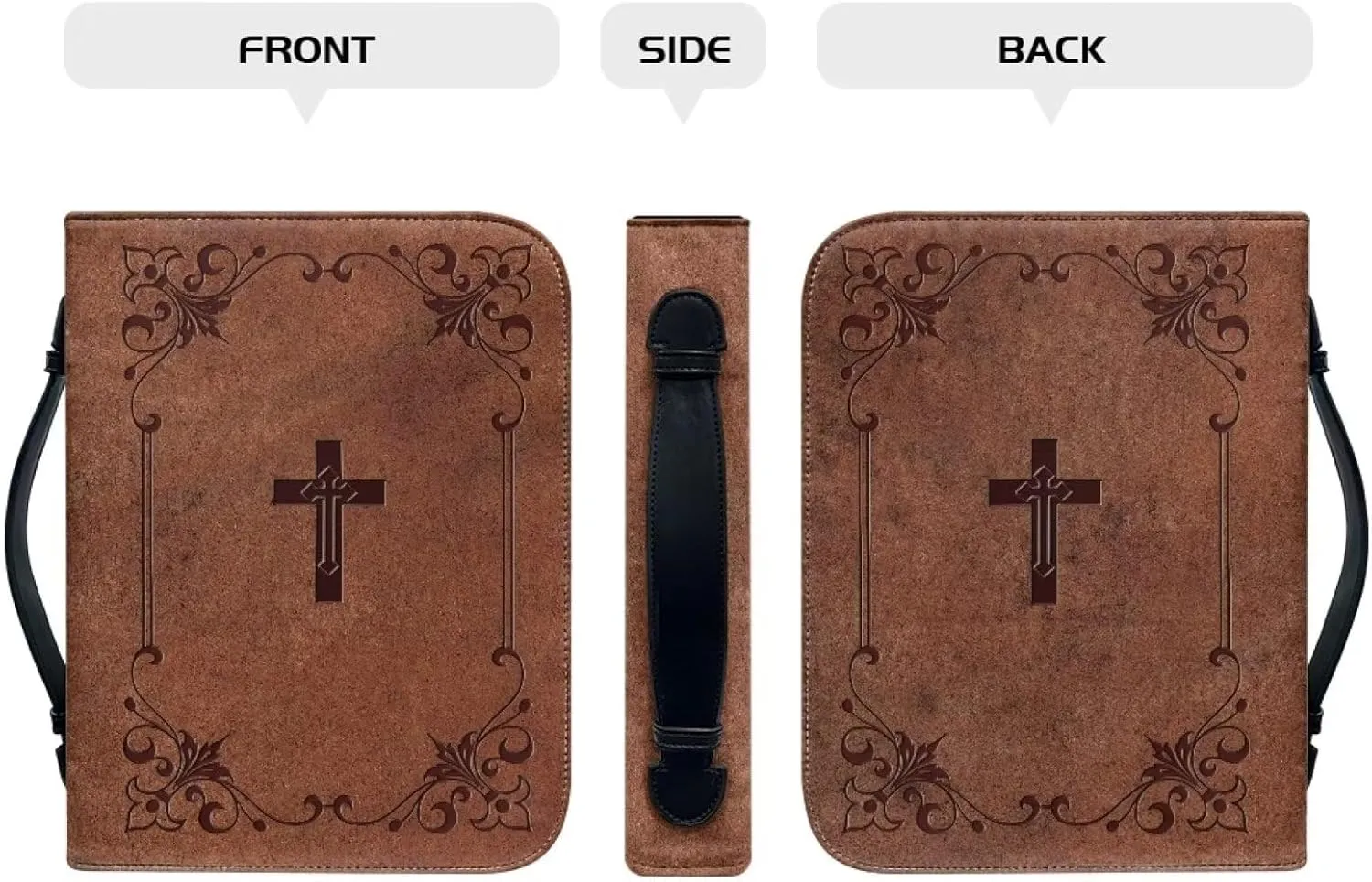 FOR U DESIGNS Christian Bible Bags for Men Women with Handle, Bible Carrying Case with Bookmark, Classic Bible Protective Church Bags Size 2XL