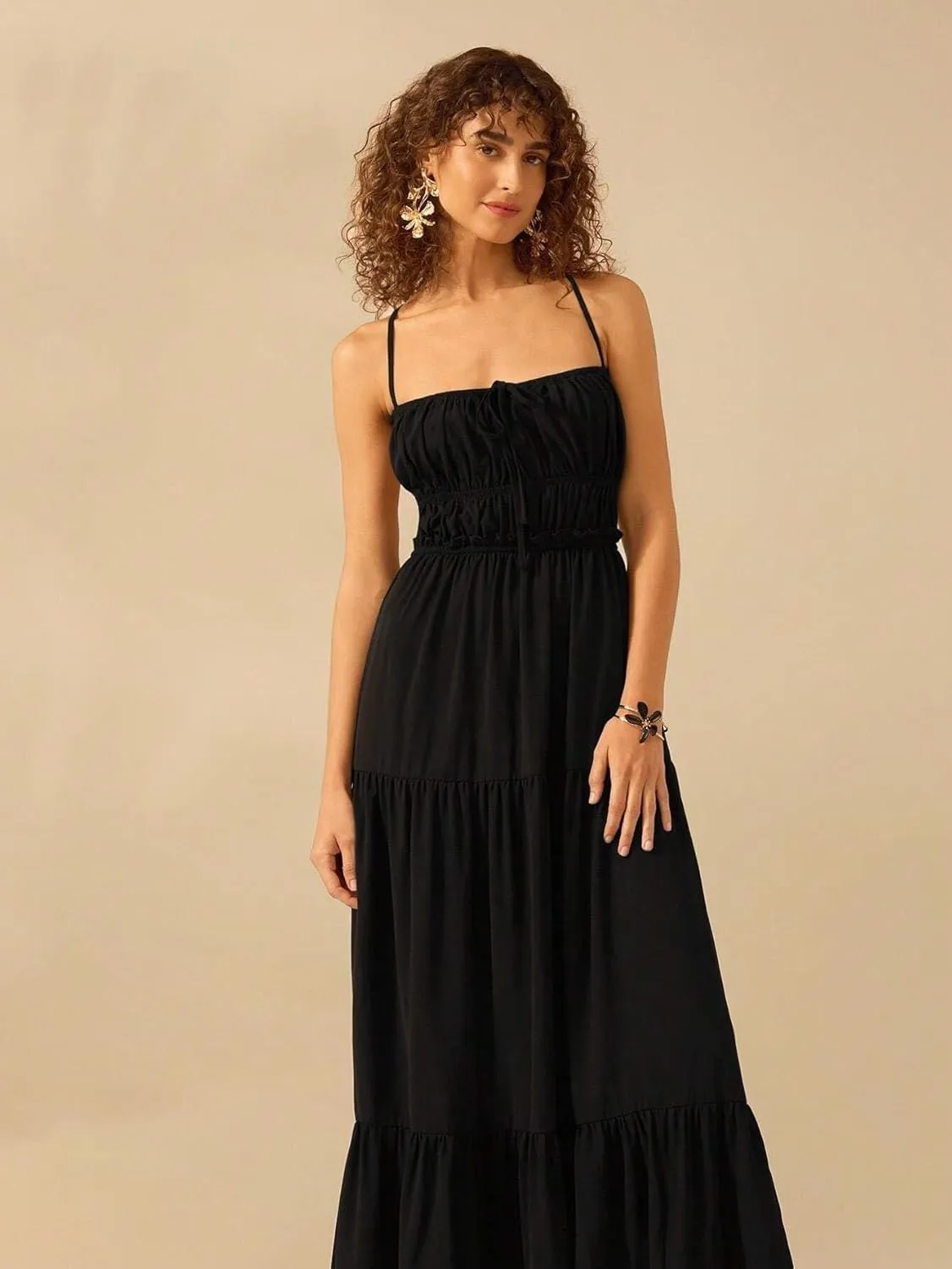 ForeMode Summer Deep V Neck Bohemian Women Mini Short Dress Backless Beach Boho Dress
