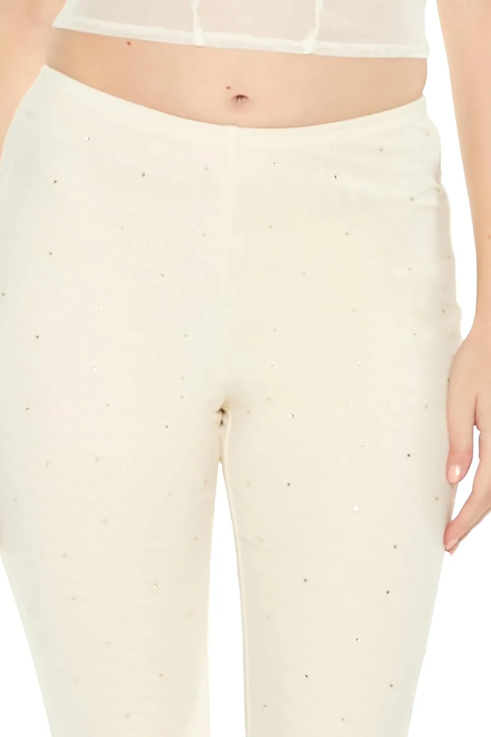 Forever 21 Women's Mesh Rhinestone Flare Pants