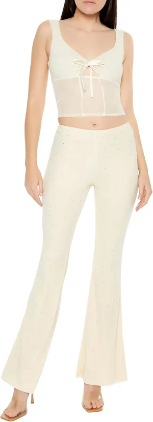 Forever 21 Women's Mesh Rhinestone Flare Pants