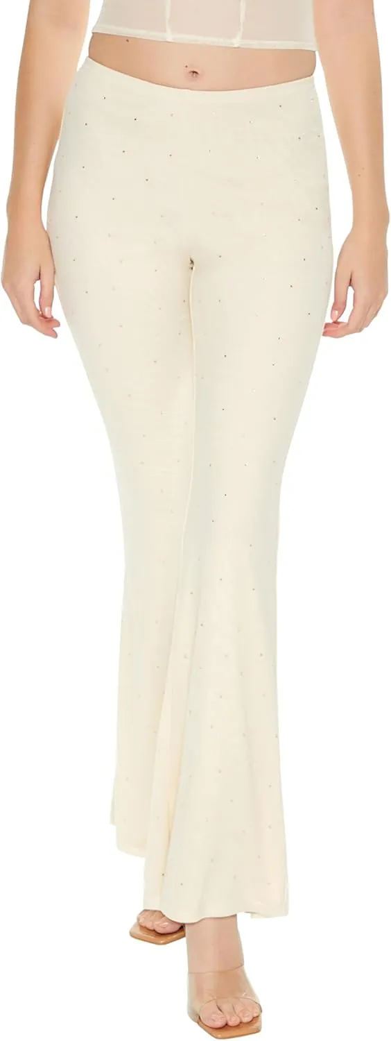 Forever 21 Women's Mesh Rhinestone Flare Pants