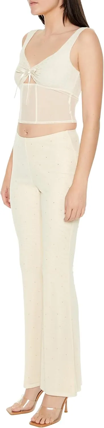 Forever 21 Women's Mesh Rhinestone Flare Pants