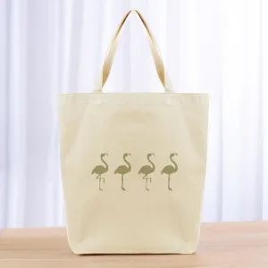 Four Flamingos Tote Bag - khaki