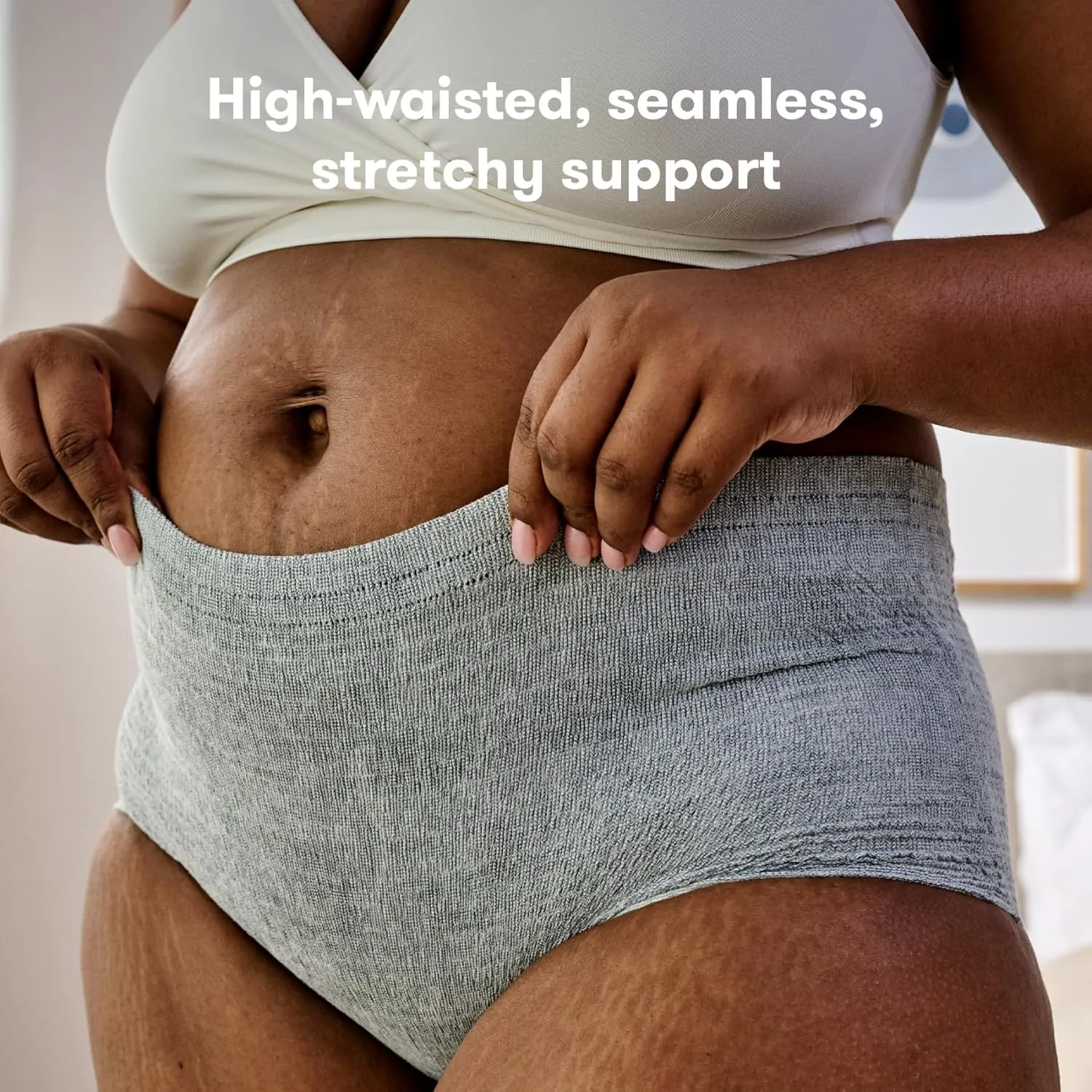 Frida Mom Women's Postpartum Underwear for C-Section Recovery, Disposable High Waist, Seamless with Stretchy Support, Postpartum Essentials, Size Regular (Waist 28"-42" Stretched), 8 Count, Gray
