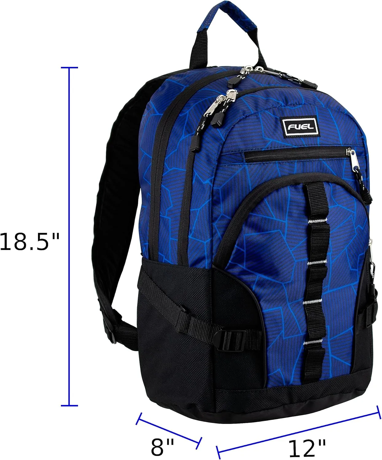 FUEL Hiking Laptop Backpack, College Bookbag, Travel Daypack with 5 Compartments, Dynamo Tech Pocket, 18.5 Inches