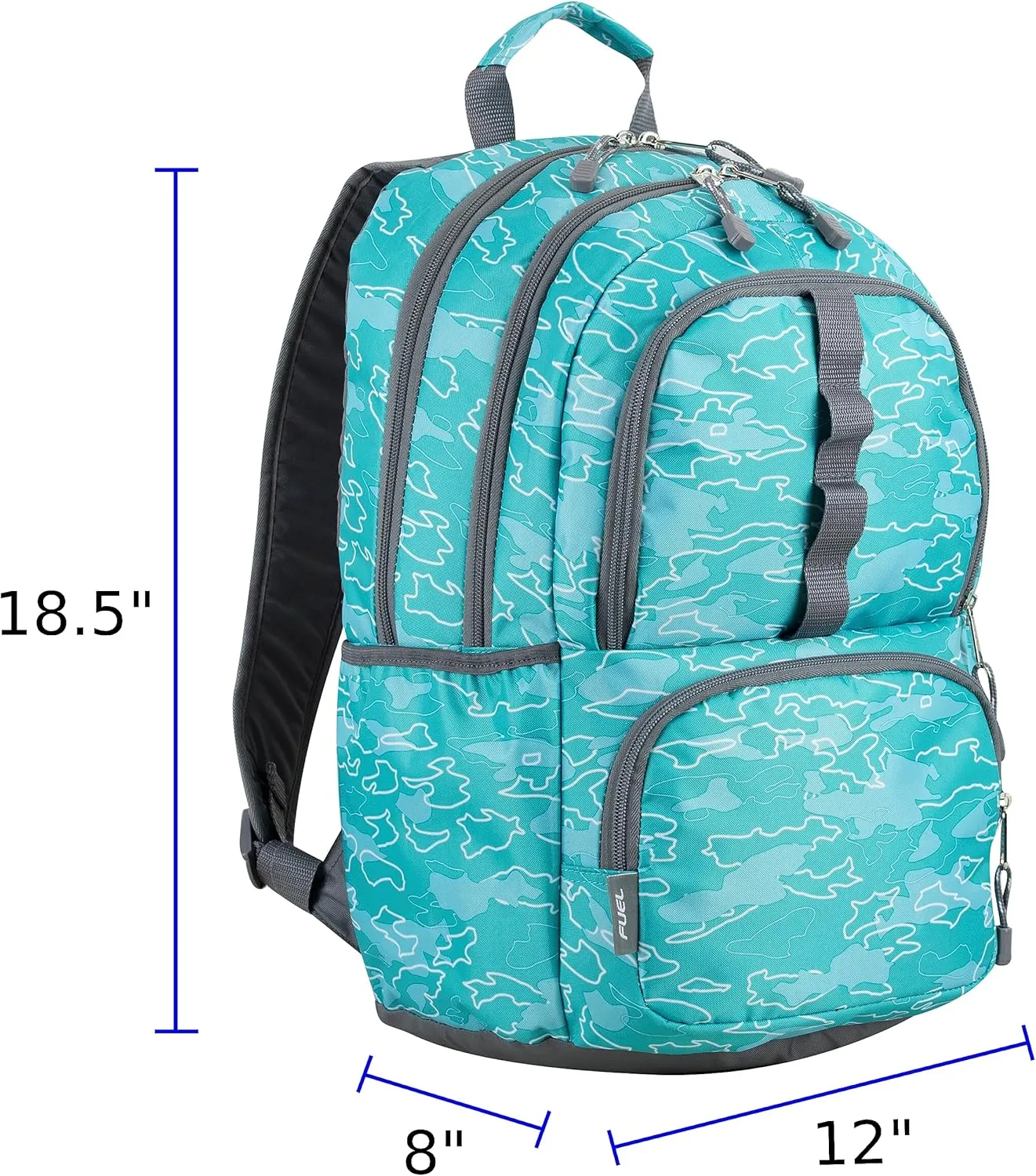 FUEL Hiking Laptop Backpack, College Bookbag, Travel Daypack with 5 Compartments, Dynamo Tech Pocket, 18.5 Inches