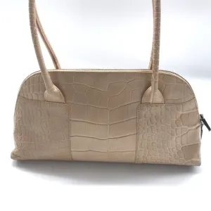 FURLA CROC EMBOSSED LEATHER SATCHEL