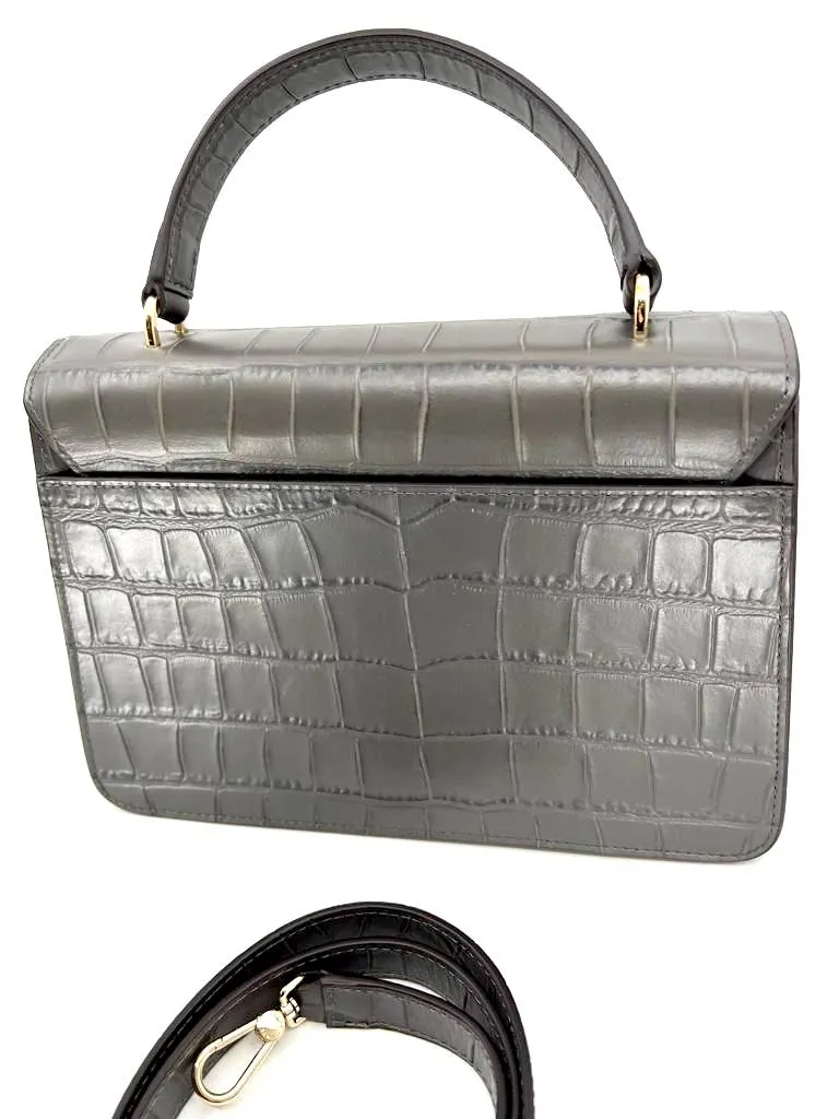 FURLA MINI TOP HANDLE BAWTLND MAMO CROC EMBOSSED LEATHER BAG