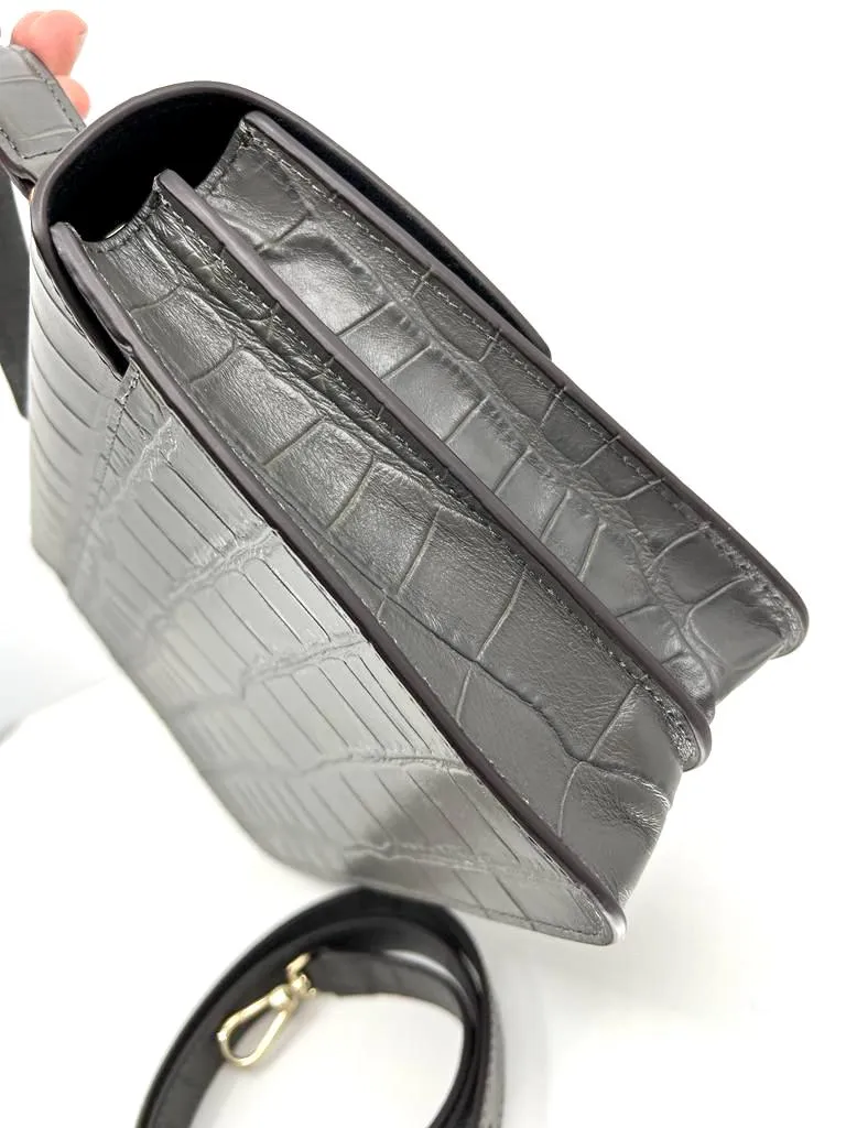 FURLA MINI TOP HANDLE BAWTLND MAMO CROC EMBOSSED LEATHER BAG