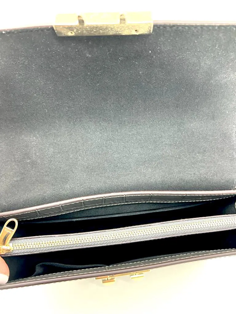 FURLA MINI TOP HANDLE BAWTLND MAMO CROC EMBOSSED LEATHER BAG