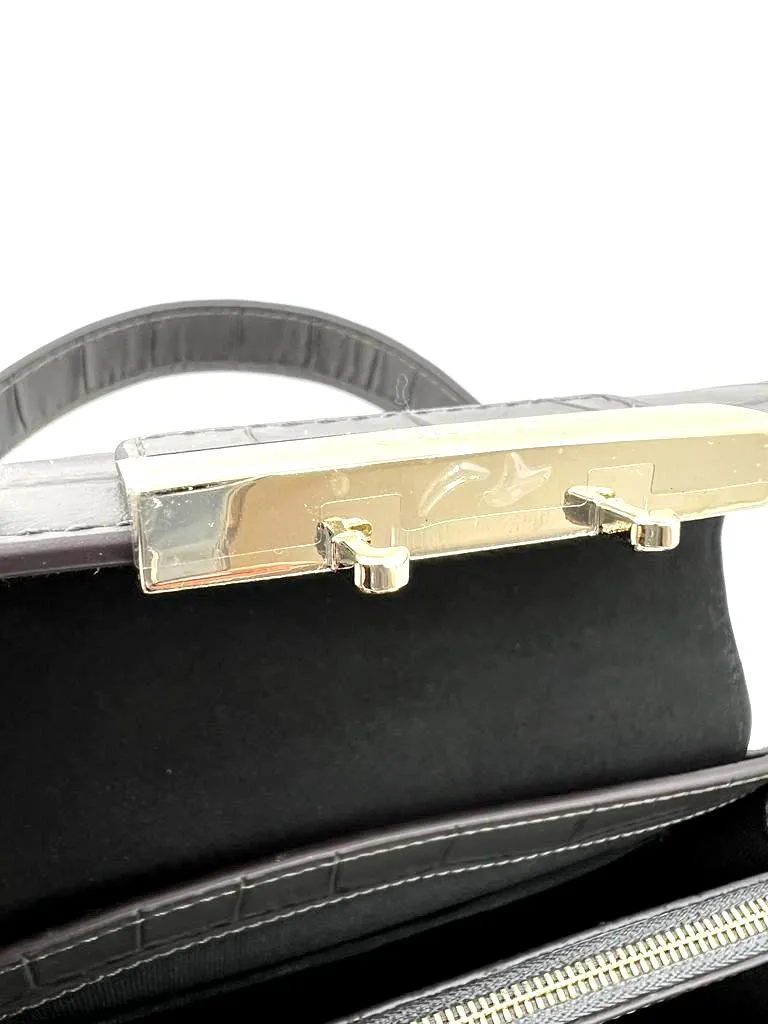 FURLA MINI TOP HANDLE BAWTLND MAMO CROC EMBOSSED LEATHER BAG