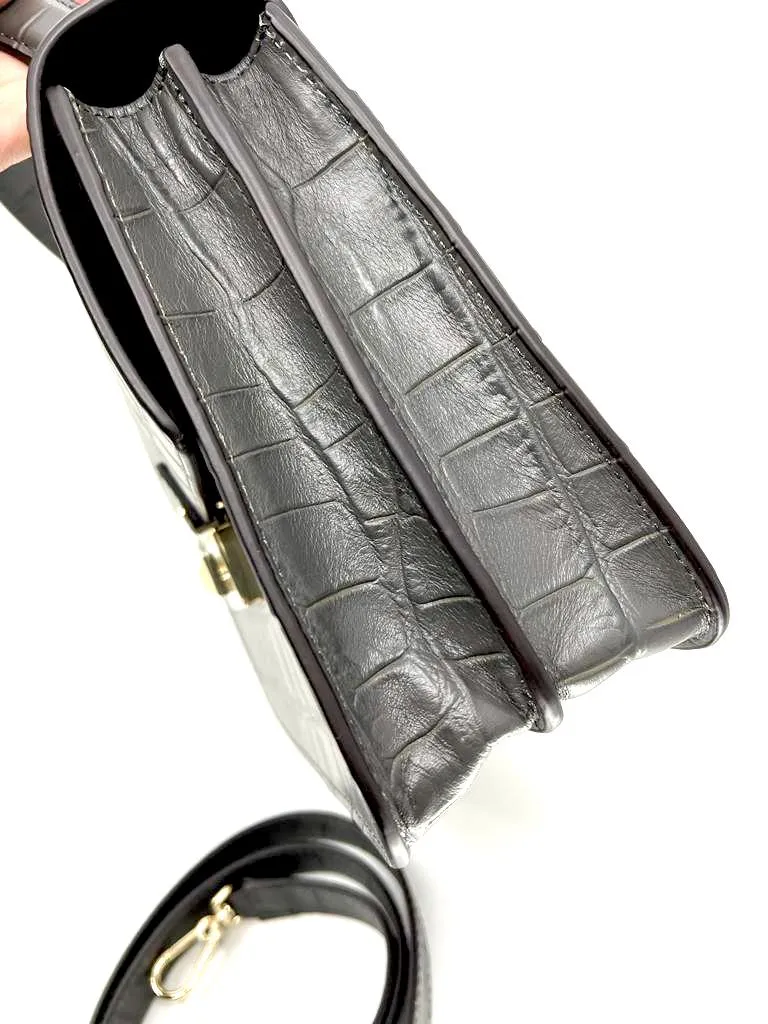 FURLA MINI TOP HANDLE BAWTLND MAMO CROC EMBOSSED LEATHER BAG