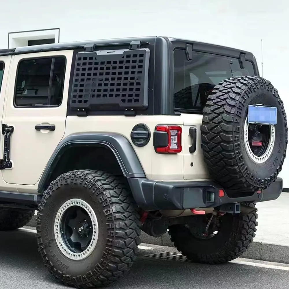FURYENGRAVER Rear Window Storage Molle Panel Flank Kit Rear Window Protective Decoration for Jeep Wrangler 2018-2025 JL 4 Doors