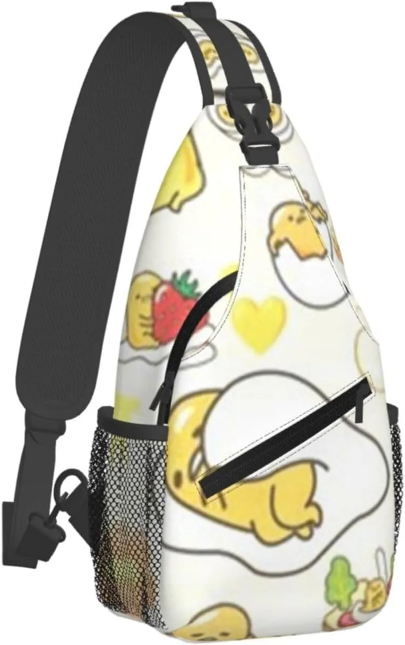 G-udetama Crossbody Chest Bag, Crossbody Convertible Shoulder Bag With Front Pocket, Single Shoulder Chest Bag Black