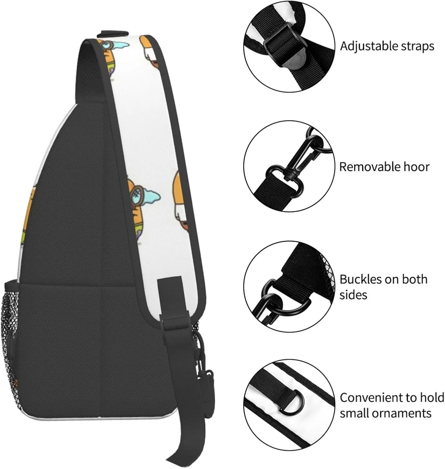 G-udetama Crossbody Chest Bag, Crossbody Convertible Shoulder Bag With Front Pocket, Single Shoulder Chest Bag Black