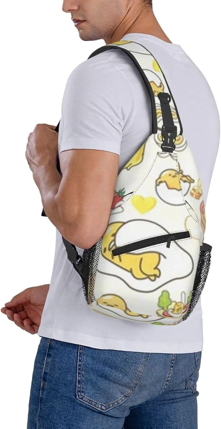G-udetama Crossbody Chest Bag, Crossbody Convertible Shoulder Bag With Front Pocket, Single Shoulder Chest Bag Black
