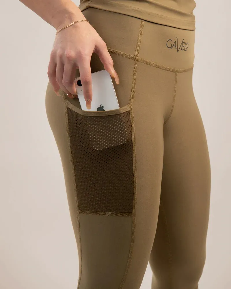 Gavelo Mesh Pocket Leggings - Almond