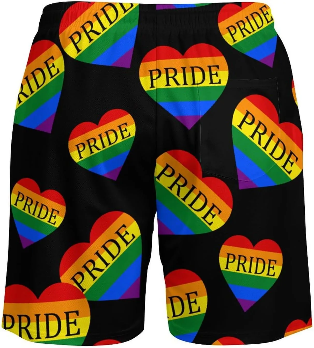 Gay Pride LGBT Love Heart Men's Swim Trunk Quick-Dry Shorts with Mesh Lining And Pockets