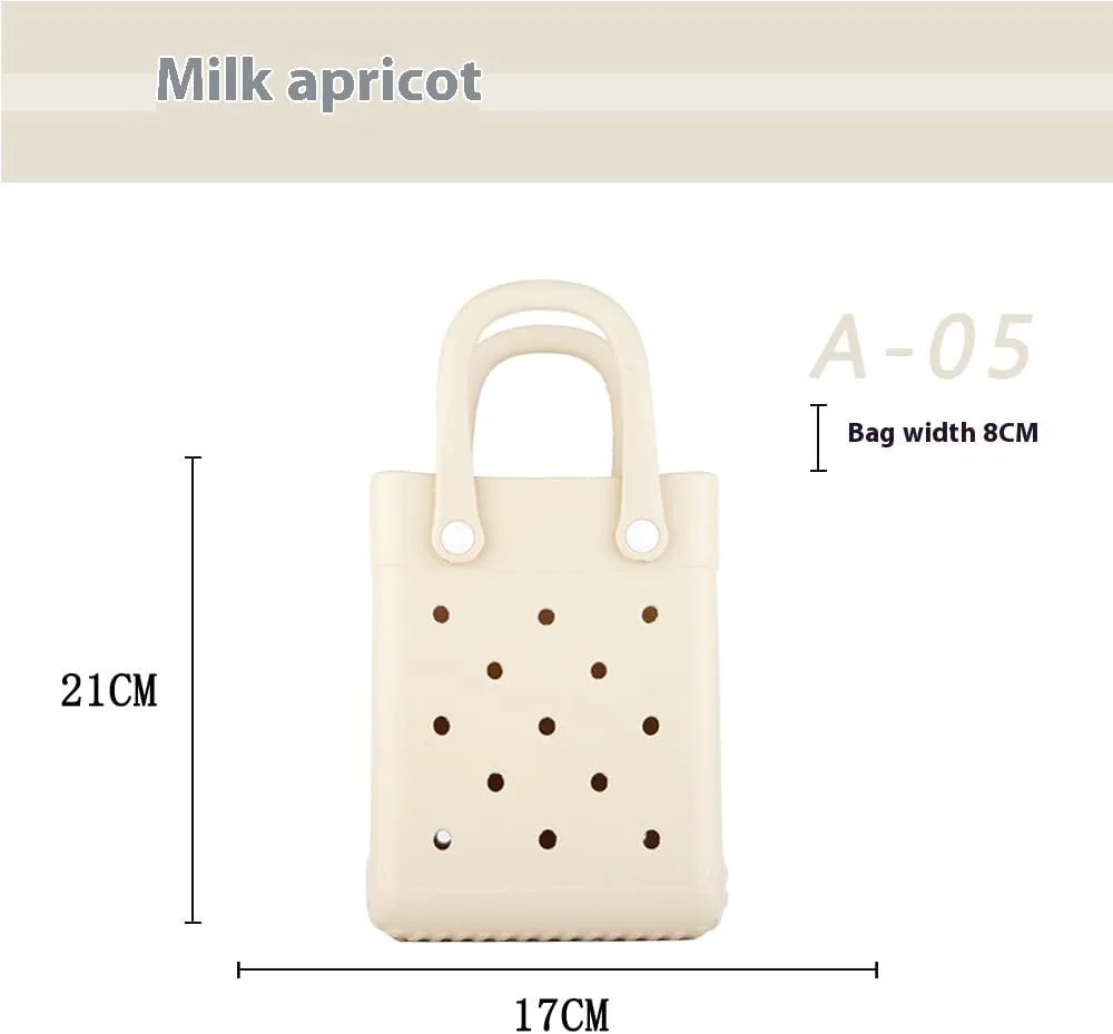GBB Rubber Beach Bag X-Small Beach Tote Bag Waterproof Mini Tote Bag for the Beach Boat Pool Sports Travel Bag Open Handbag
