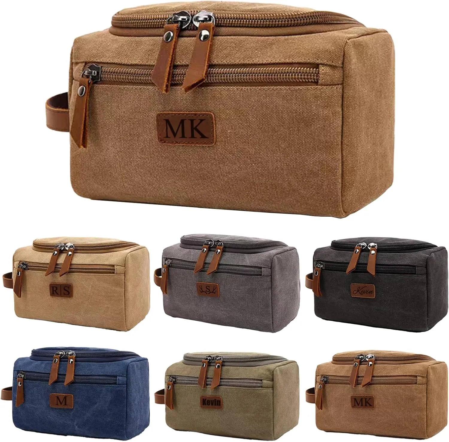 Generic Custom Hanging Toiletry Bags for Traveling Men's Toiletry Bag Packing Cubes Dopp Kit Personalized Toiletry Bag for Men Mens Gifts for Birthday Khaki