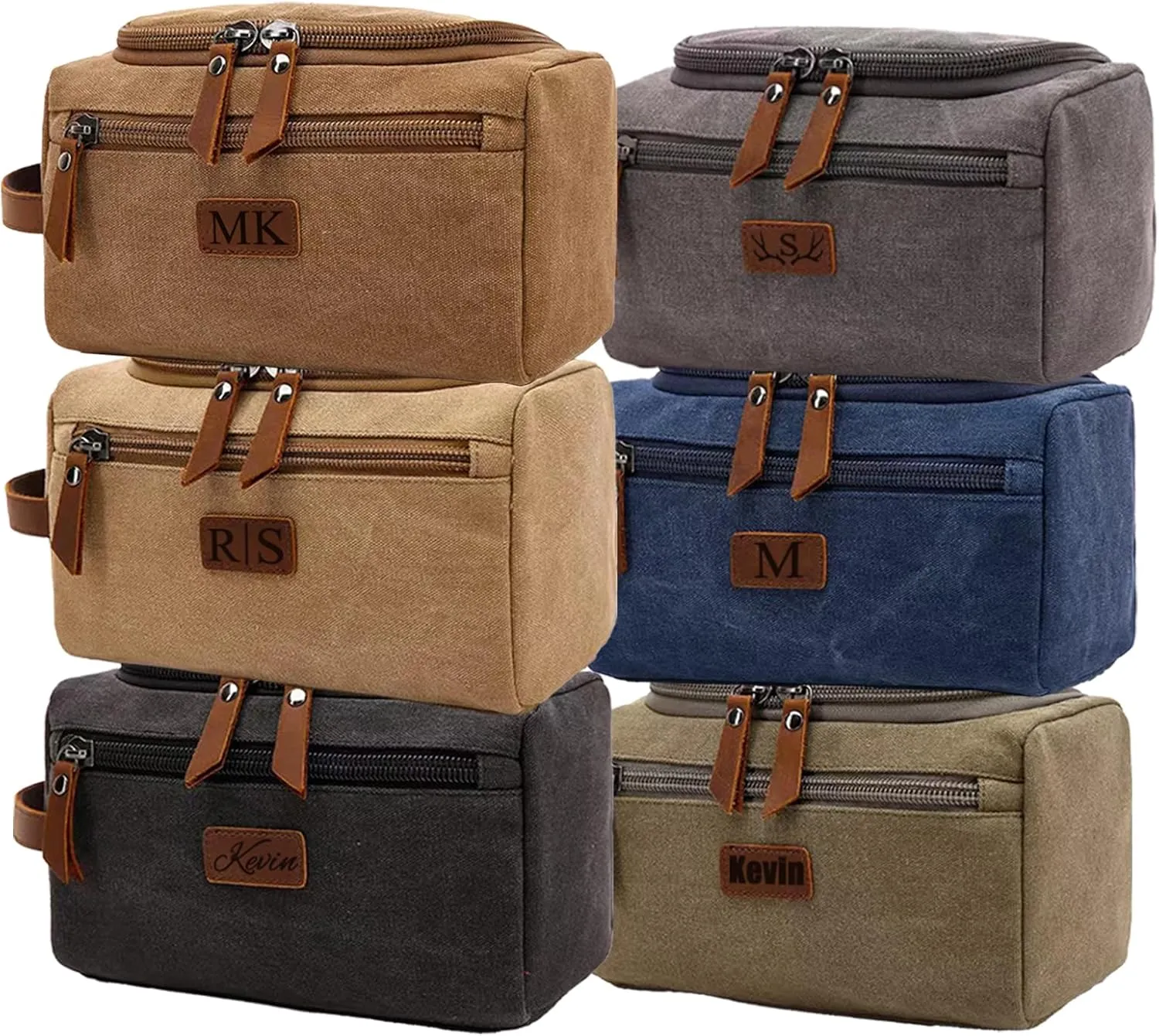 Generic Custom Hanging Toiletry Bags for Traveling Men's Toiletry Bag Packing Cubes Dopp Kit Personalized Toiletry Bag for Men Mens Gifts for Birthday Khaki