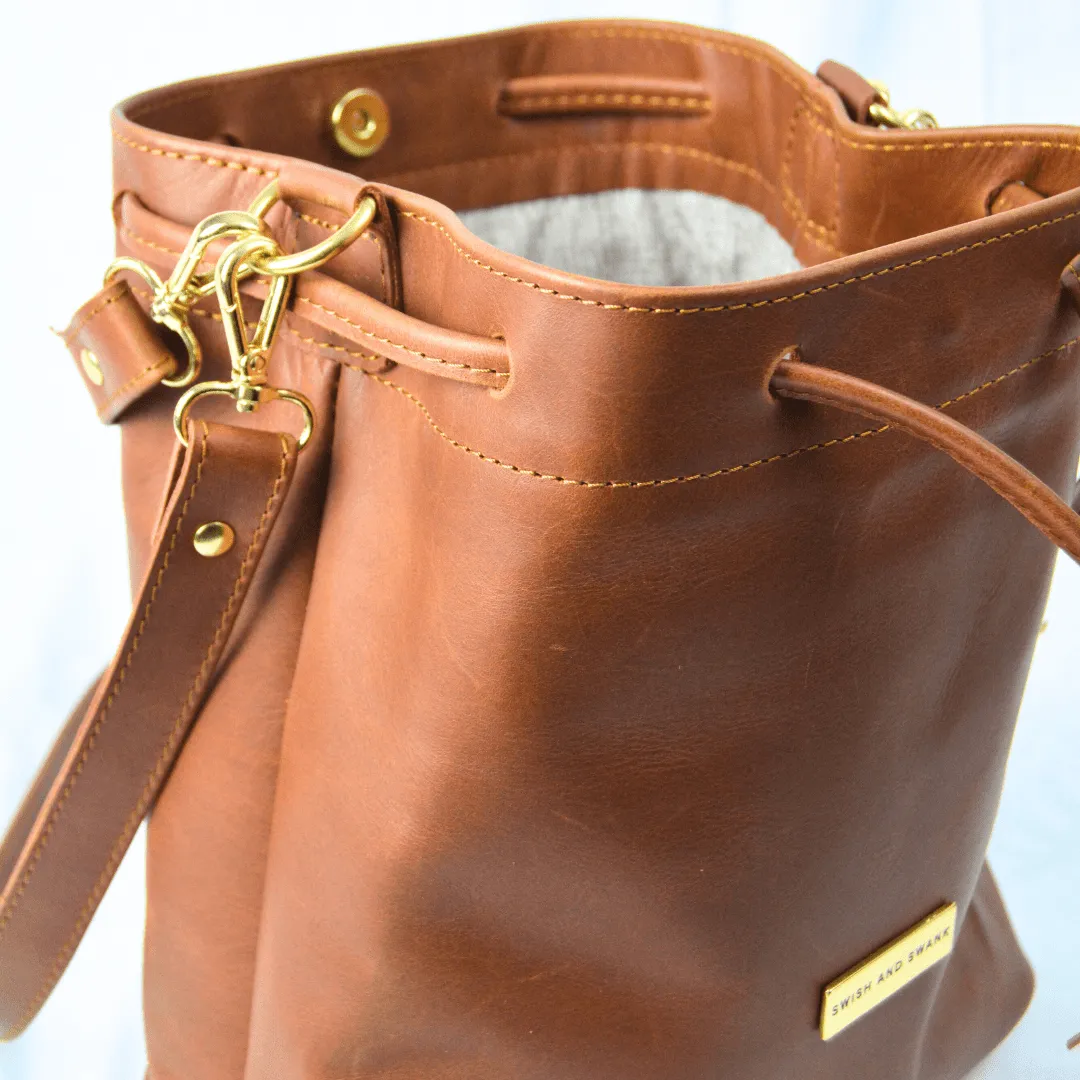 Genuine Leather Drawstring Bag