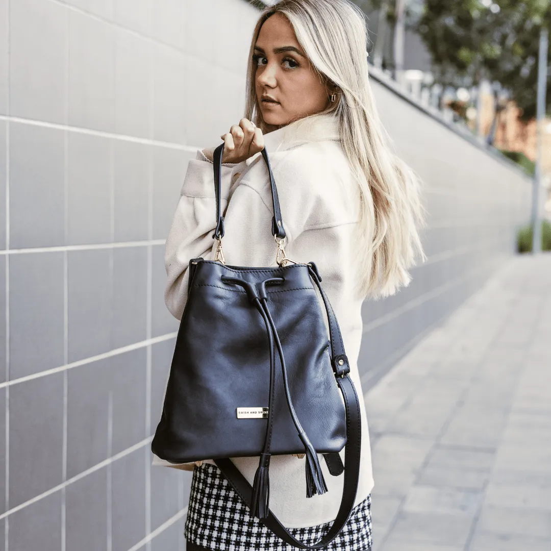 Genuine Leather Drawstring Bag