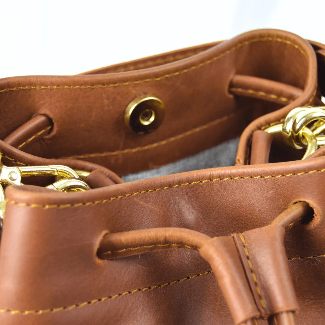 Genuine Leather Drawstring Bag