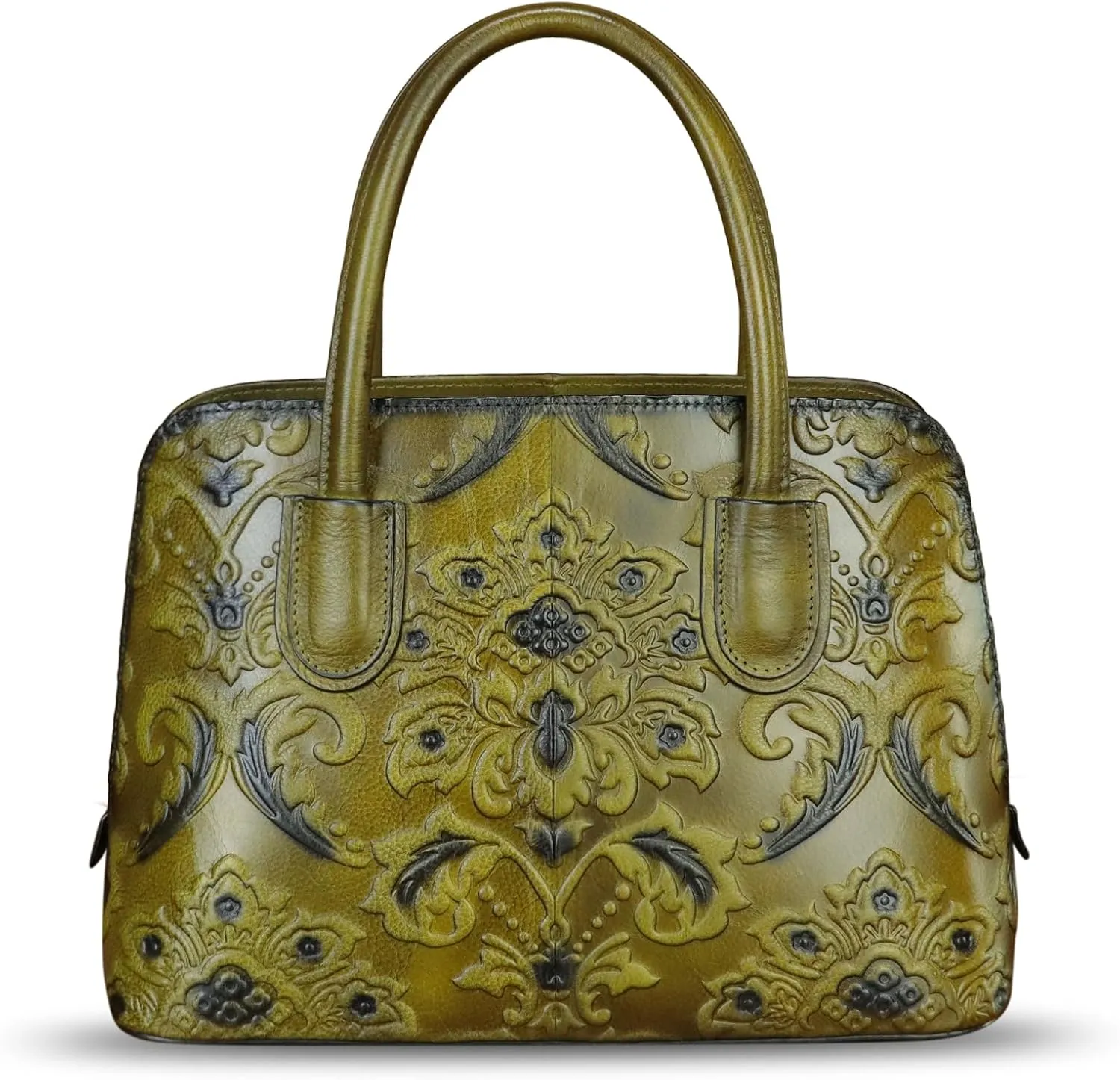 Genuine Leather Handbag for Women Top Handle Satchel Handmade Retro Embossed Leather Vintage Crossbody Purse