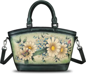 Genuine Leather Handbag Purse for Women Hand Painted Shoulder Handbag Handmade Purse Crossbody Work Tote Casual Bag